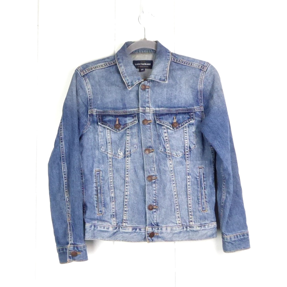 Lucky Brand Jacket Womens SZ S Denim Jean Tomboy Trucker Distressed Classic - Picture 1 of 13